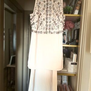 Elegant Cream Embellished High Low Tank with open sides